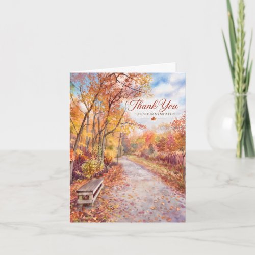 Autumn Path Memorial Sympathy Thank You Card