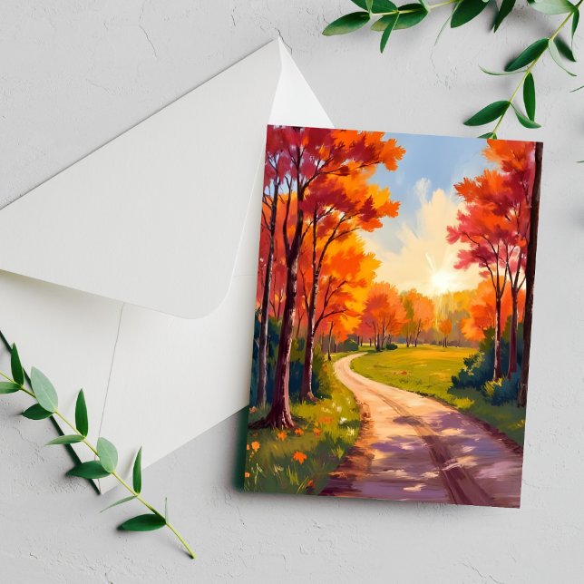 Autumn Path | Red Foliage Nature Landscape Card (Creator Uploaded)