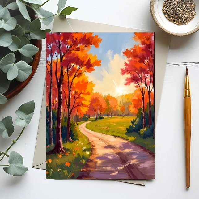 Autumn Path | Red Foliage Nature Landscape Postcard (Creator Uploaded)