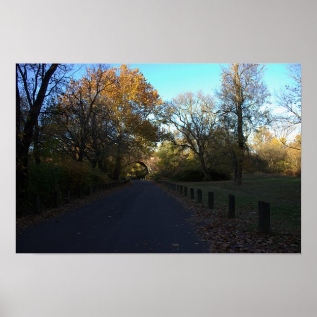 Autumn Path to Arched Bridge Poster (Front)