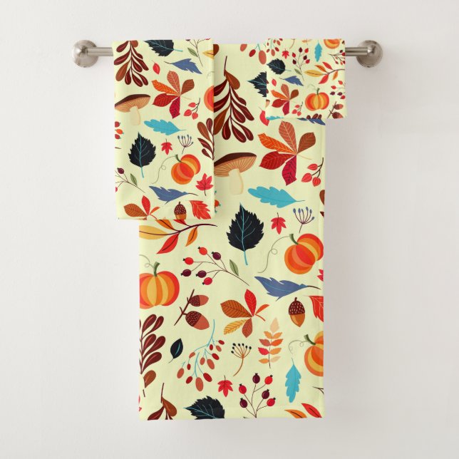 Autumn Pattern Bath Towel Set - Your Colors (Insitu)