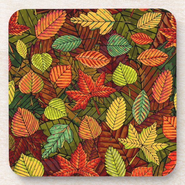 Autumn pattern beverage coaster (Front)