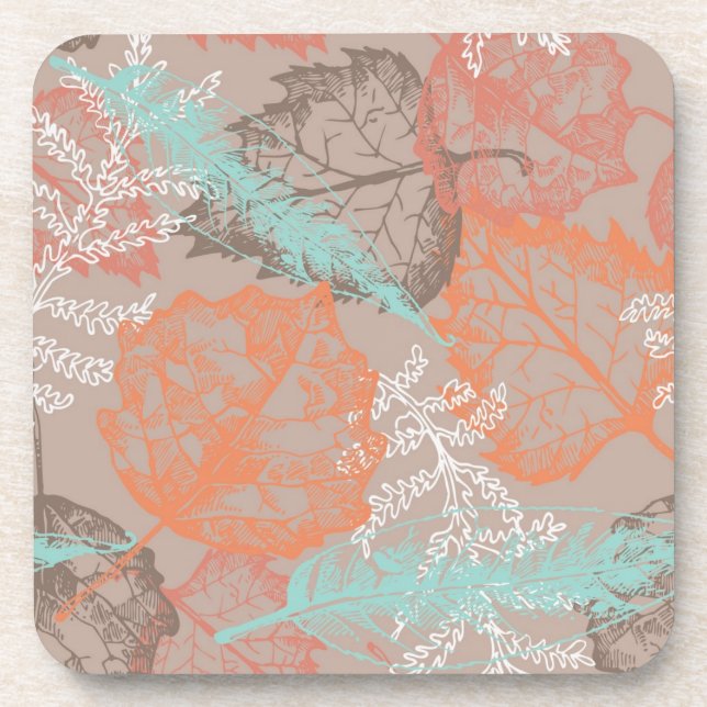 Autumn pattern beverage coaster (Front)