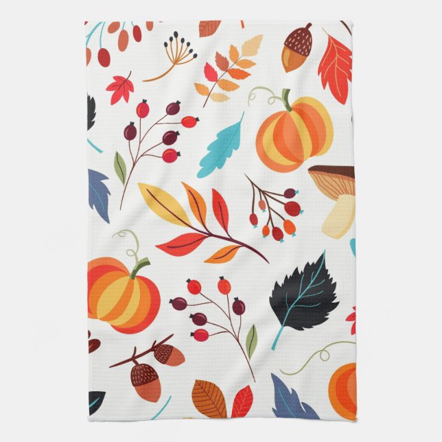 Autumn Pattern Kitchen Towel (Vertical)