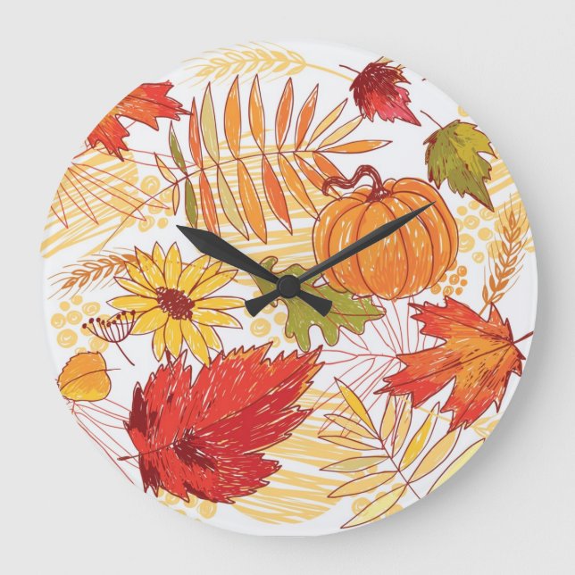 Autumn pattern large clock (Front)