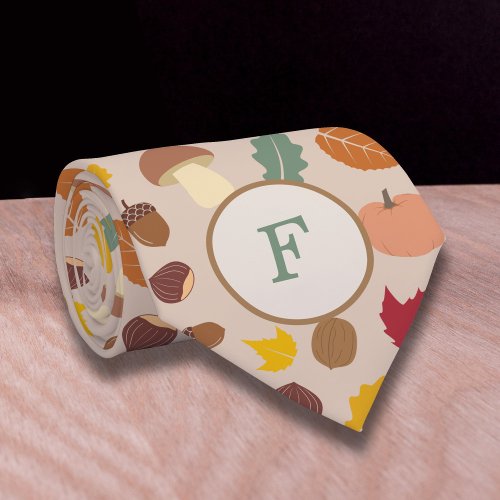 Autumn Pattern Monogram Neck Tie