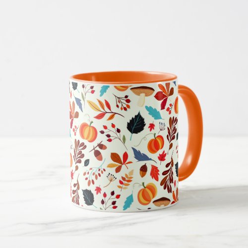 Autumn Pattern Mug Fall Leaves