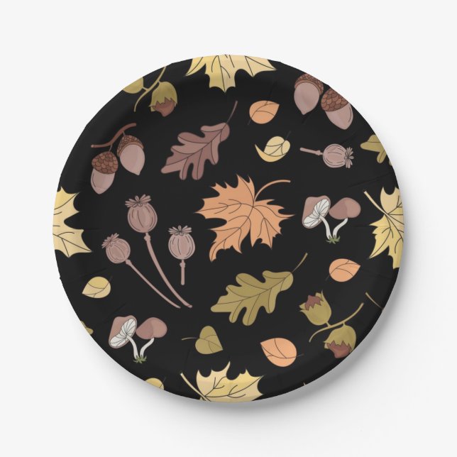 Autumn pattern paper plates (Front)