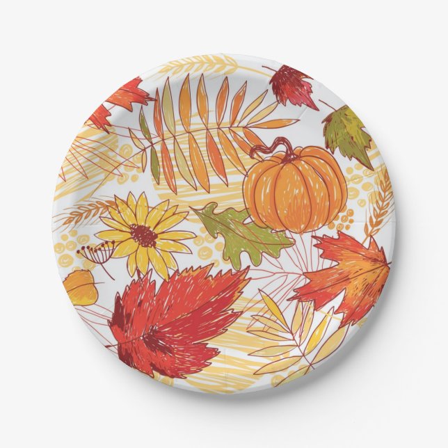 Autumn pattern paper plates (Front)