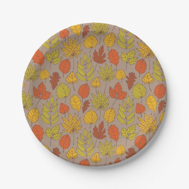 Autumn pattern paper plates (Front)