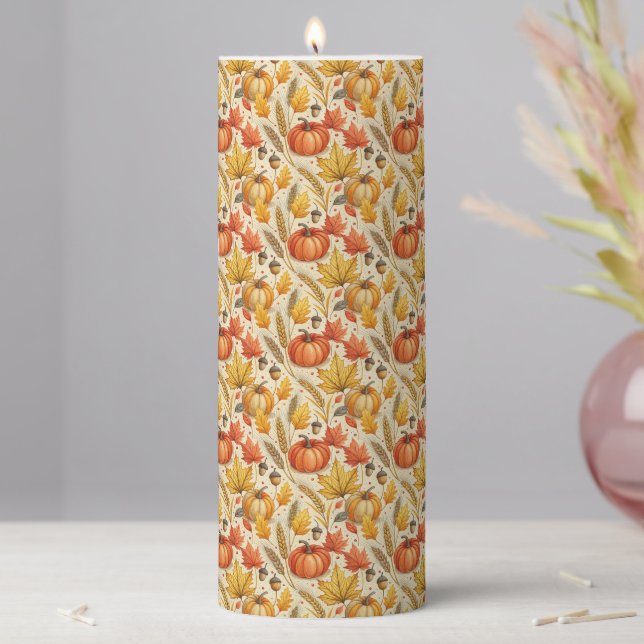 Autumn Pattern Pillar Candle (In Situ)
