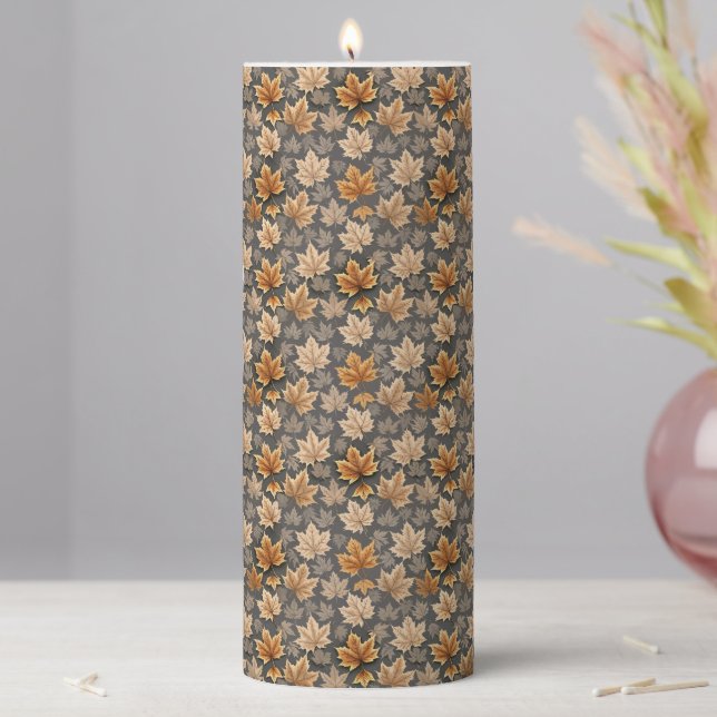 Autumn Pattern Pillar Candle (In Situ)