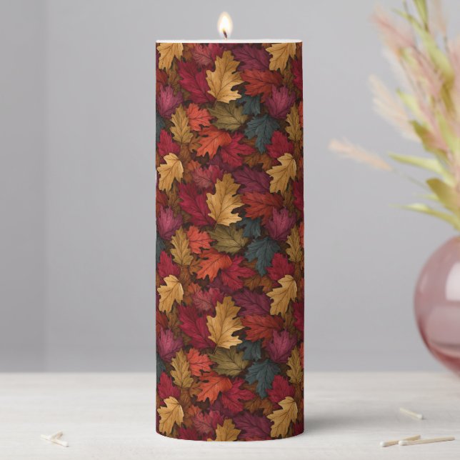 Autumn Pattern Pillar Candle (In Situ)