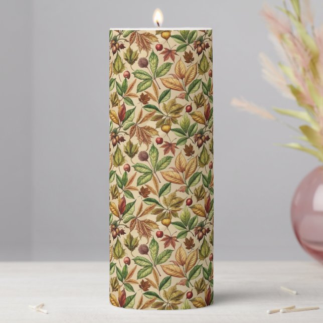 Autumn Pattern Pillar Candle (In Situ)