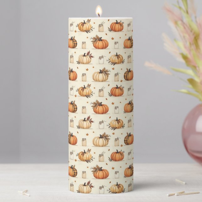 Autumn Pattern Pillar Candle (In Situ)