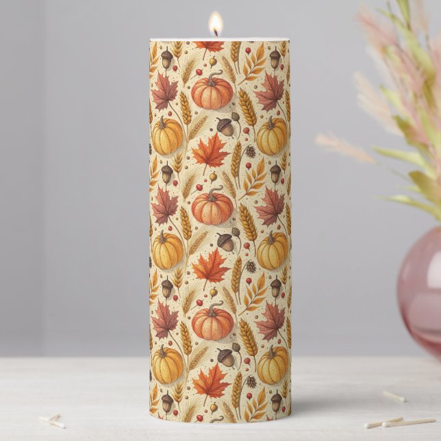 Autumn Pattern Pillar Candle (In Situ)
