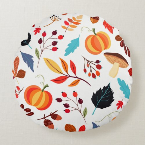 Autumn Pattern Round Pillow