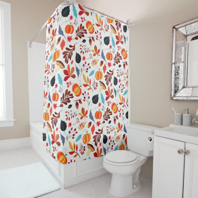 Autumn Pattern Shower Curtain Fall (In Situ)