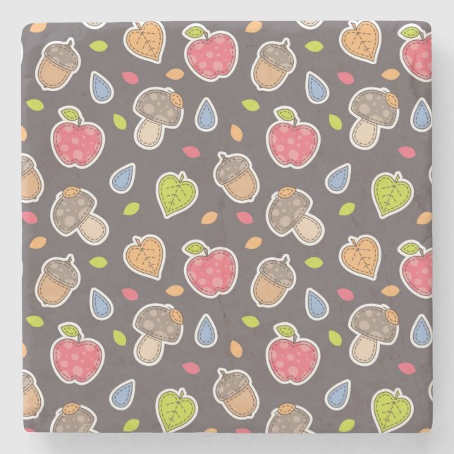 autumn pattern stone coaster (Front)