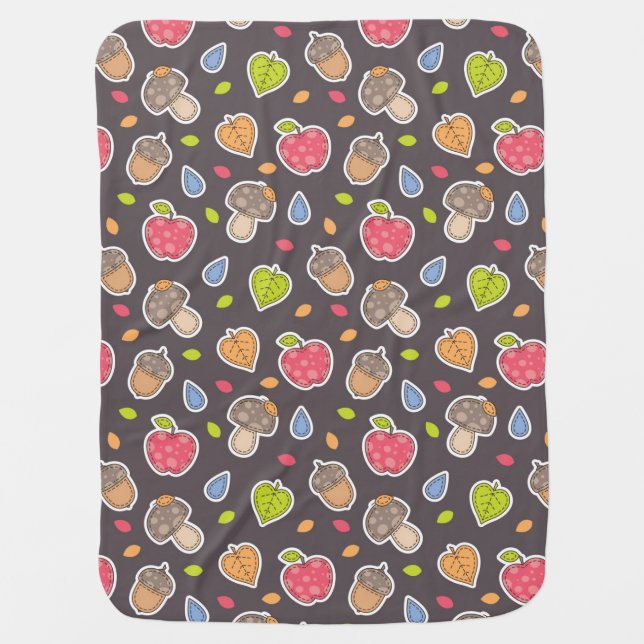 autumn pattern stroller blanket (Front)