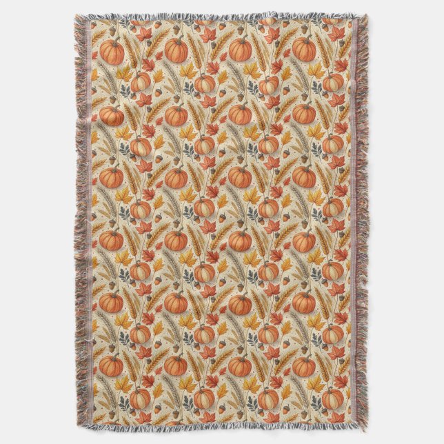 Autumn Pattern Throw Blanket (Front Vertical)