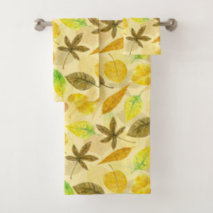 Autumn pattern watercolor 2 bath towel set