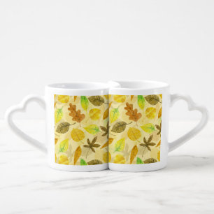 Autumn pattern watercolor 2 coffee mug set