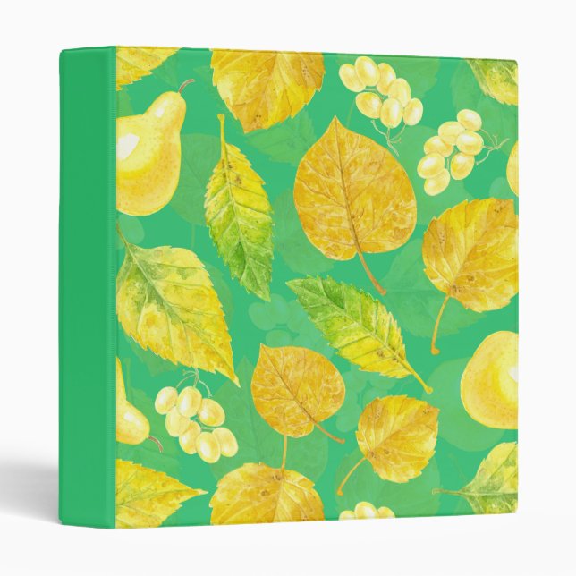 Autumn pattern watercolor 3 ring binder (Front/Spine)