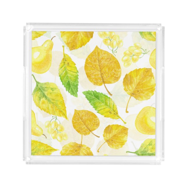 Autumn pattern watercolor acrylic tray (Front)