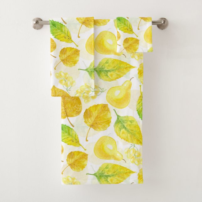 Autumn pattern watercolor bath towel set (Insitu)