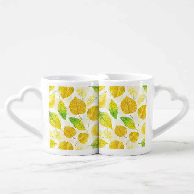 Autumn pattern watercolor coffee mug set (Front Nesting)
