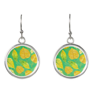 Autumn pattern watercolor earrings