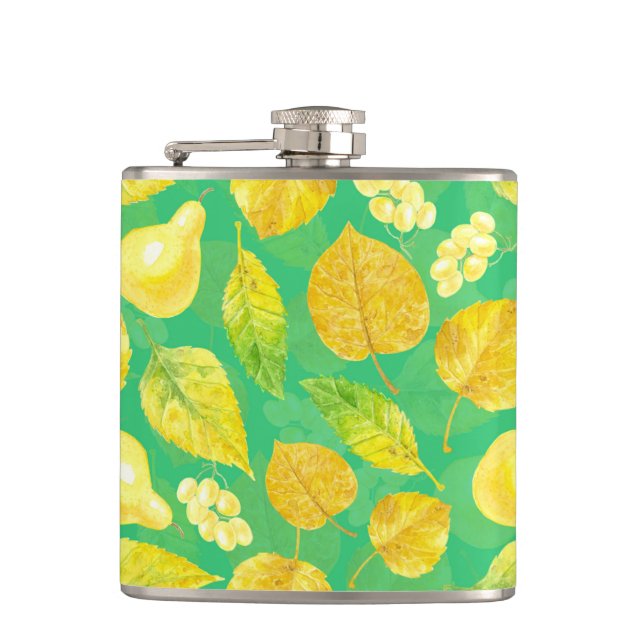 Autumn pattern watercolor flask (Front)