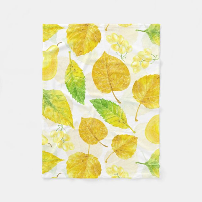 Autumn pattern watercolor fleece blanket (Front)