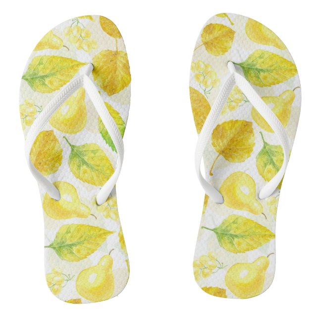 Autumn pattern watercolor flip flops (Footbed)