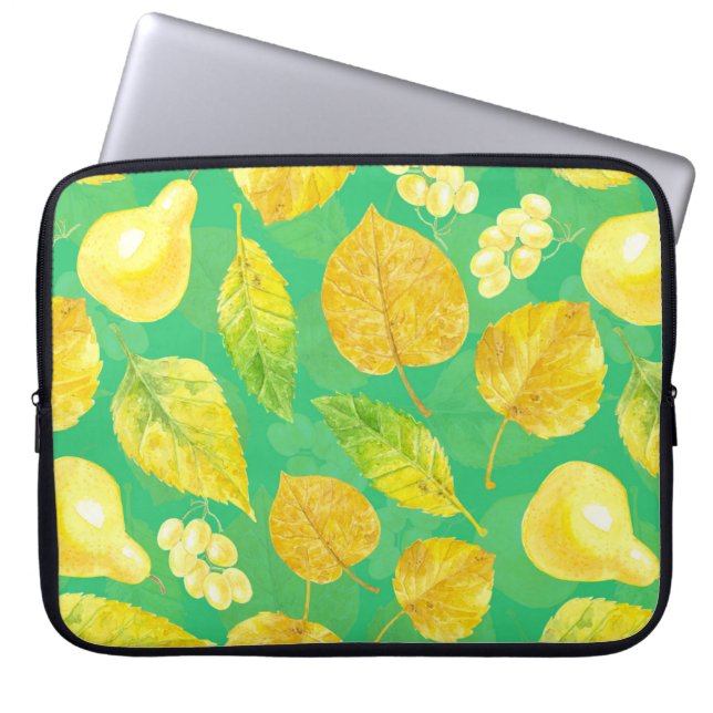 Autumn pattern watercolor laptop sleeve (Front)