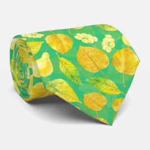Autumn pattern watercolor neck tie