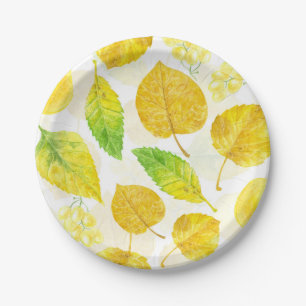 Autumn pattern watercolor paper plates