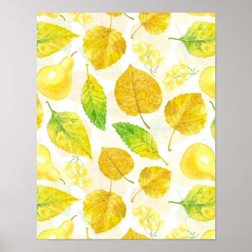 Autumn pattern watercolor poster
