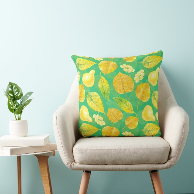 Autumn pattern watercolor throw pillow (Chair)