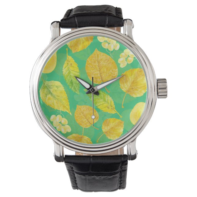 Autumn pattern watercolor watch (Front)
