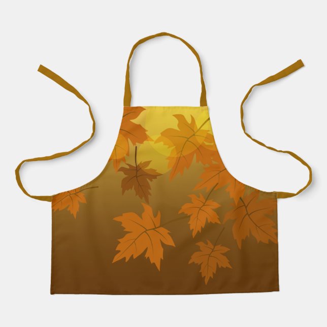 Autumn pattern with falling maple leaves and bokeh apron (Front)