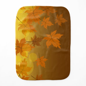 Autumn pattern with falling maple leaves and bokeh baby burp cloth