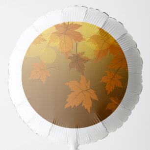 Autumn pattern with falling maple leaves and bokeh balloon