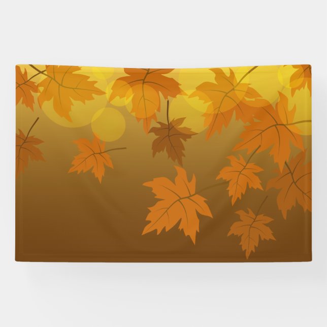 Autumn pattern with falling maple leaves and bokeh banner (Horizontal)