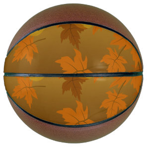 Autumn pattern with falling maple leaves and bokeh basketball
