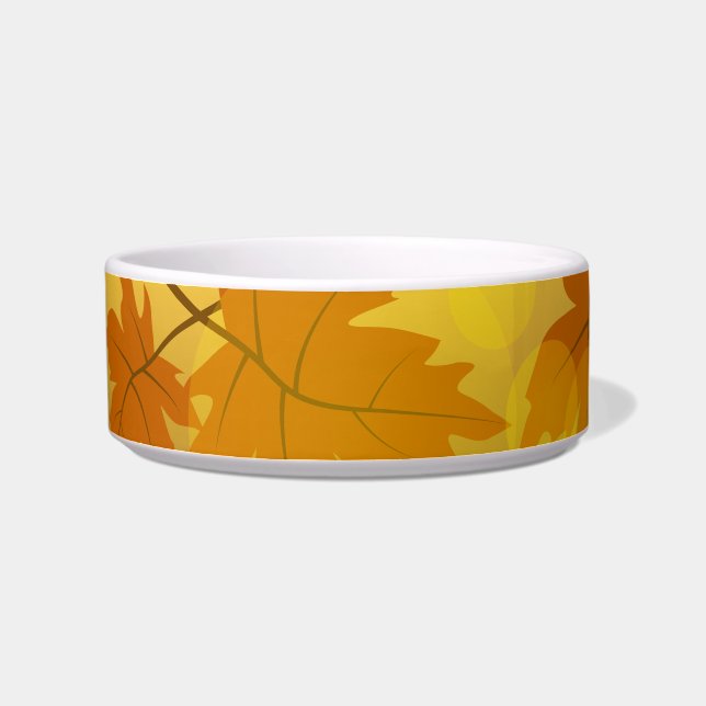 Autumn pattern with falling maple leaves and bokeh bowl (Left)