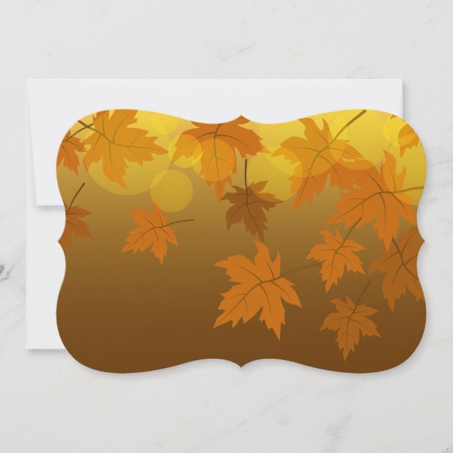 Autumn pattern with falling maple leaves and bokeh card (Front)