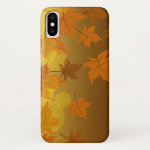 Autumn pattern with falling maple leaves and bokeh iPhone x case
