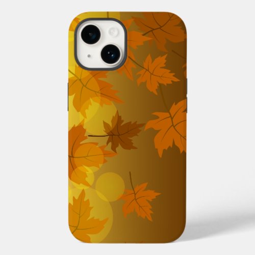 Autumn pattern with falling maple leaves and bokeh Case_Mate iPhone 14 case